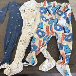 Carters Footie pajamas, 2t, cotton and fleece, blue, white, zipper, gifts